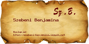 Szebeni Benjamina névjegykártya